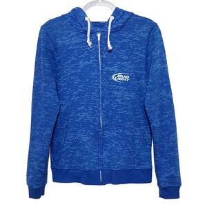 Blue 84 Bud Light Zip Up Hoodie Royal Blue Burnout Logo Mens XL JBFZ Made in USA
